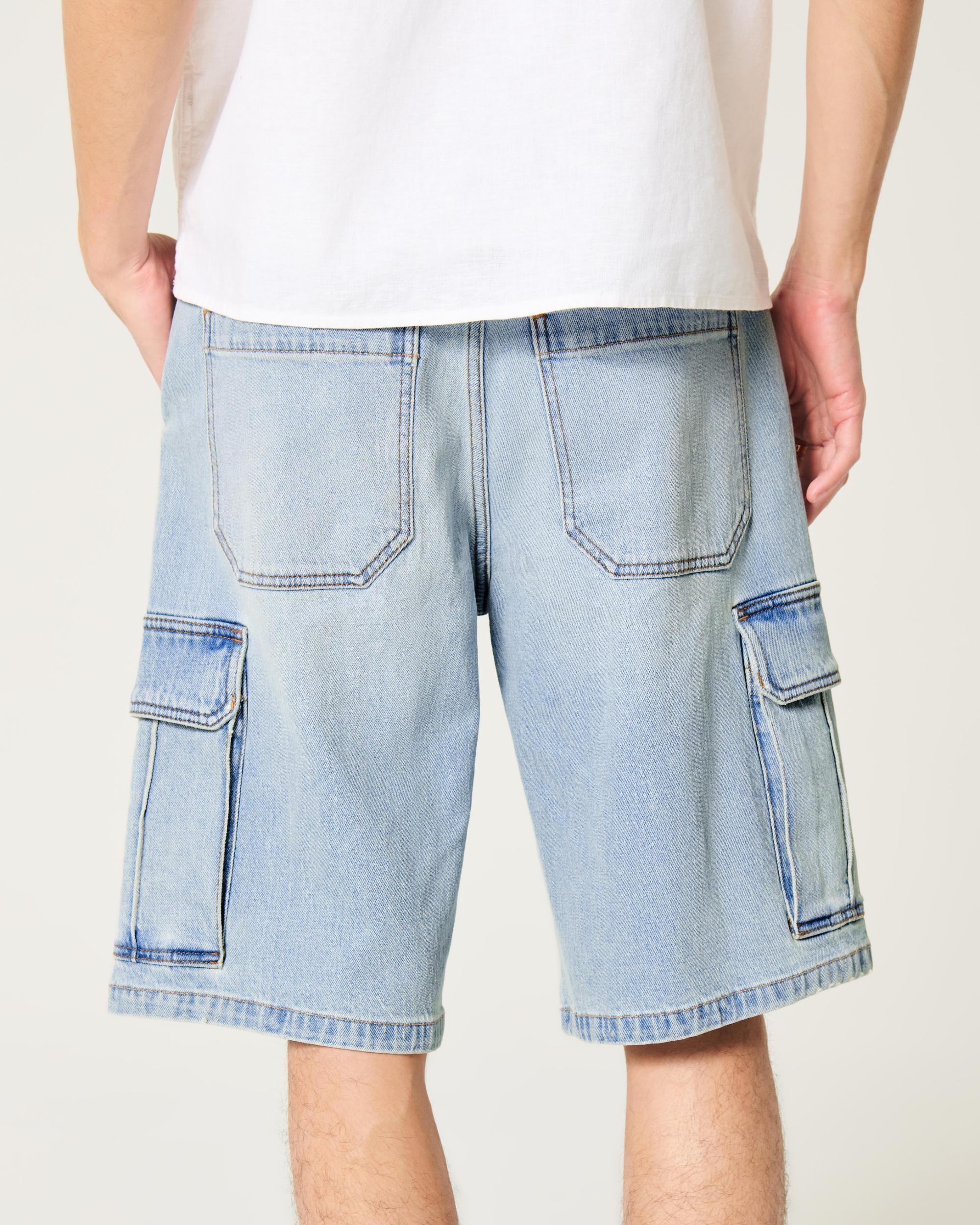 Washed Black Baggy Denim Shorts Product Image