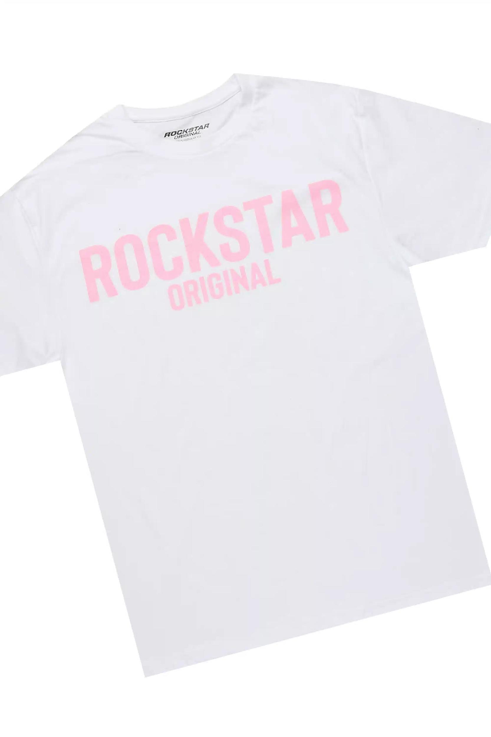 Zeontee White/Pink T-Shirt Short Set Female Product Image