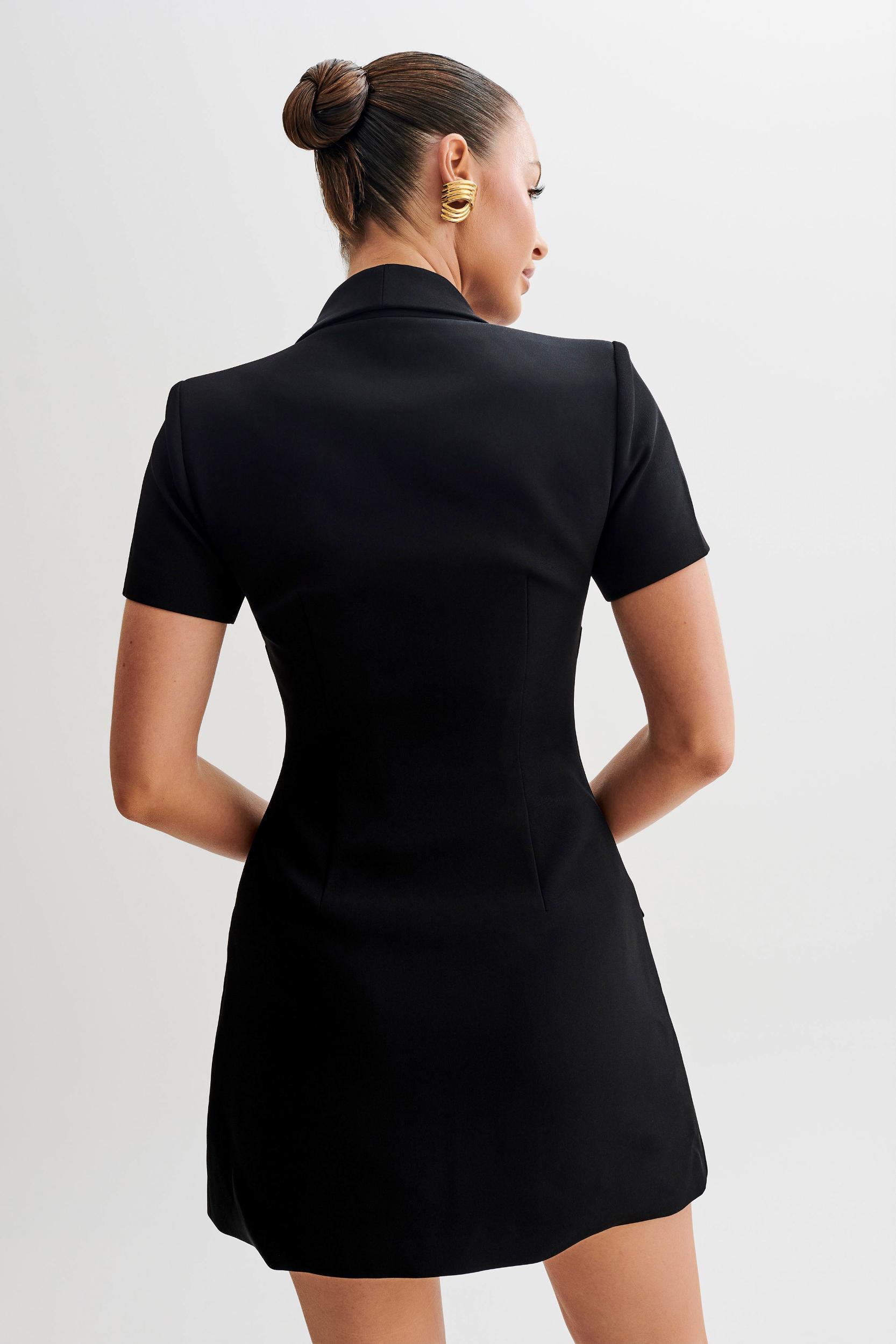 Paolina Collared Suiting Mini Dress - Black Product Image