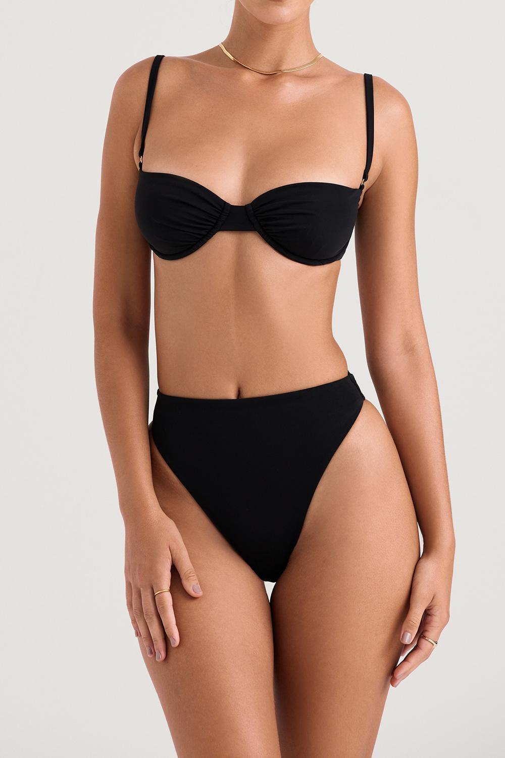Mykonos Black High Waist Bikini Bottom Product Image