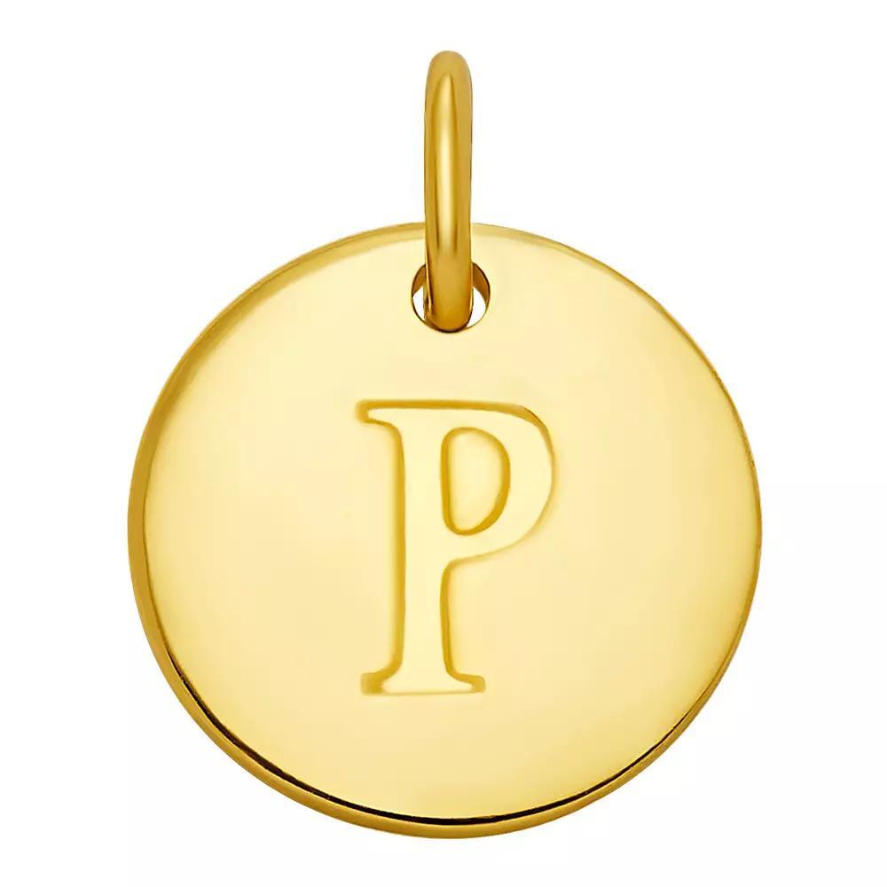 PRIMROSE 18k Gold Over Sterling Silver Letter Disc Charm, Women's, Gold Over Sterling B Product Image