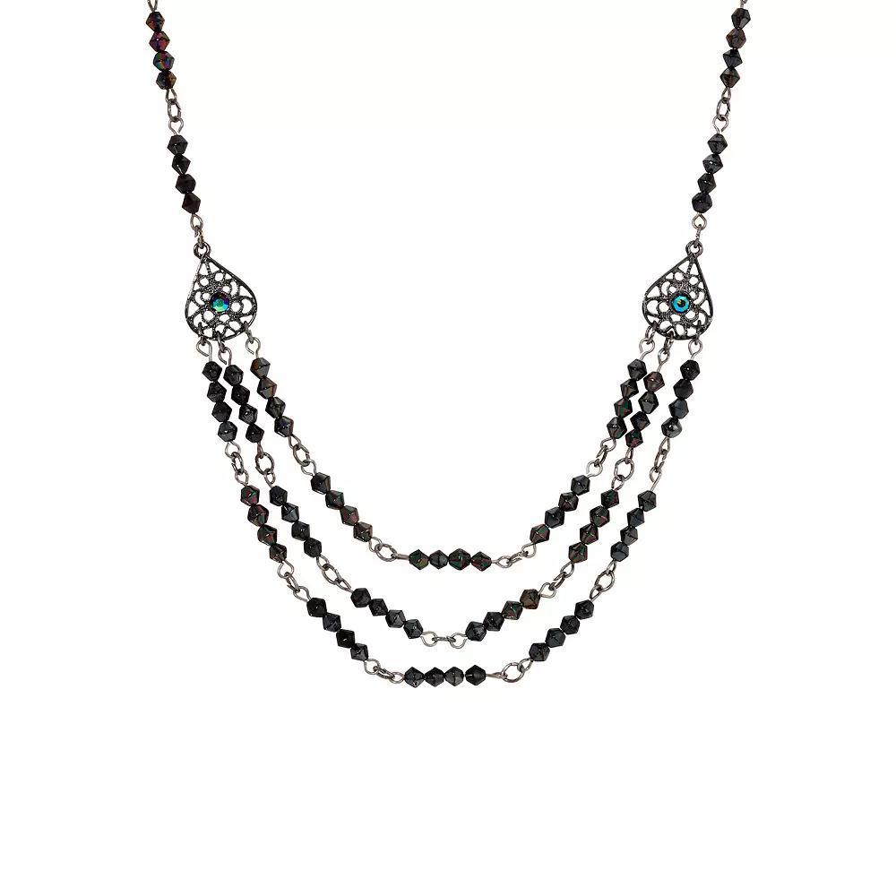 1928 Lantern Bead Multi-Row Necklace, Womens, Black Product Image