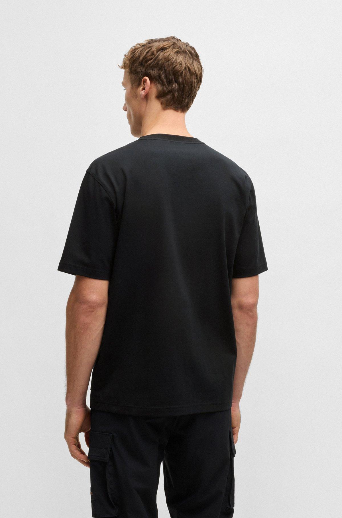 BOSS - BOSS x NFL stretch-cotton T-shirt with gold-tone artwork - Black Product Image