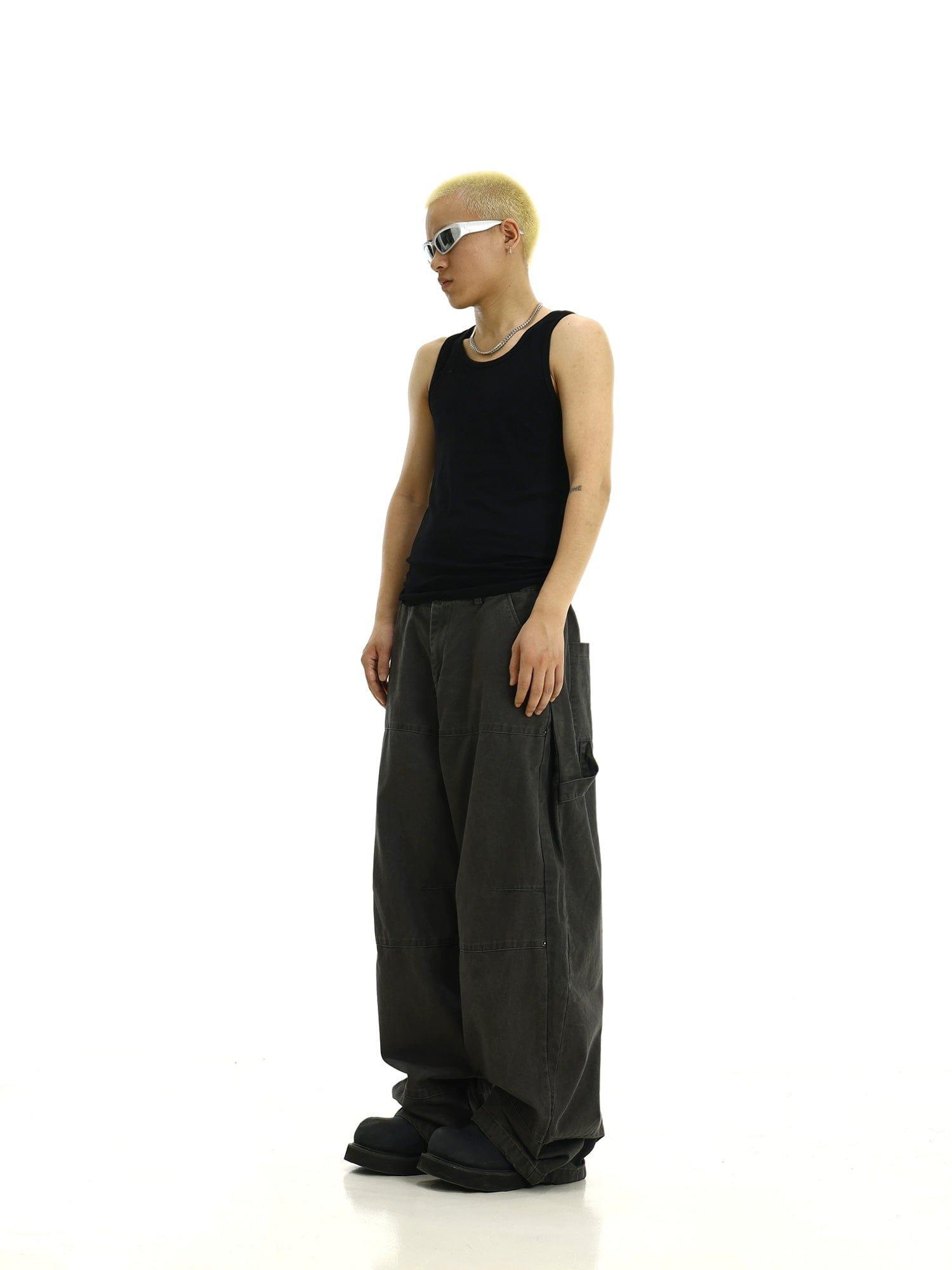 RT No. 11186 ARMY GREEN WORKWEAR CASUAL BAGGY PANTS Product Image