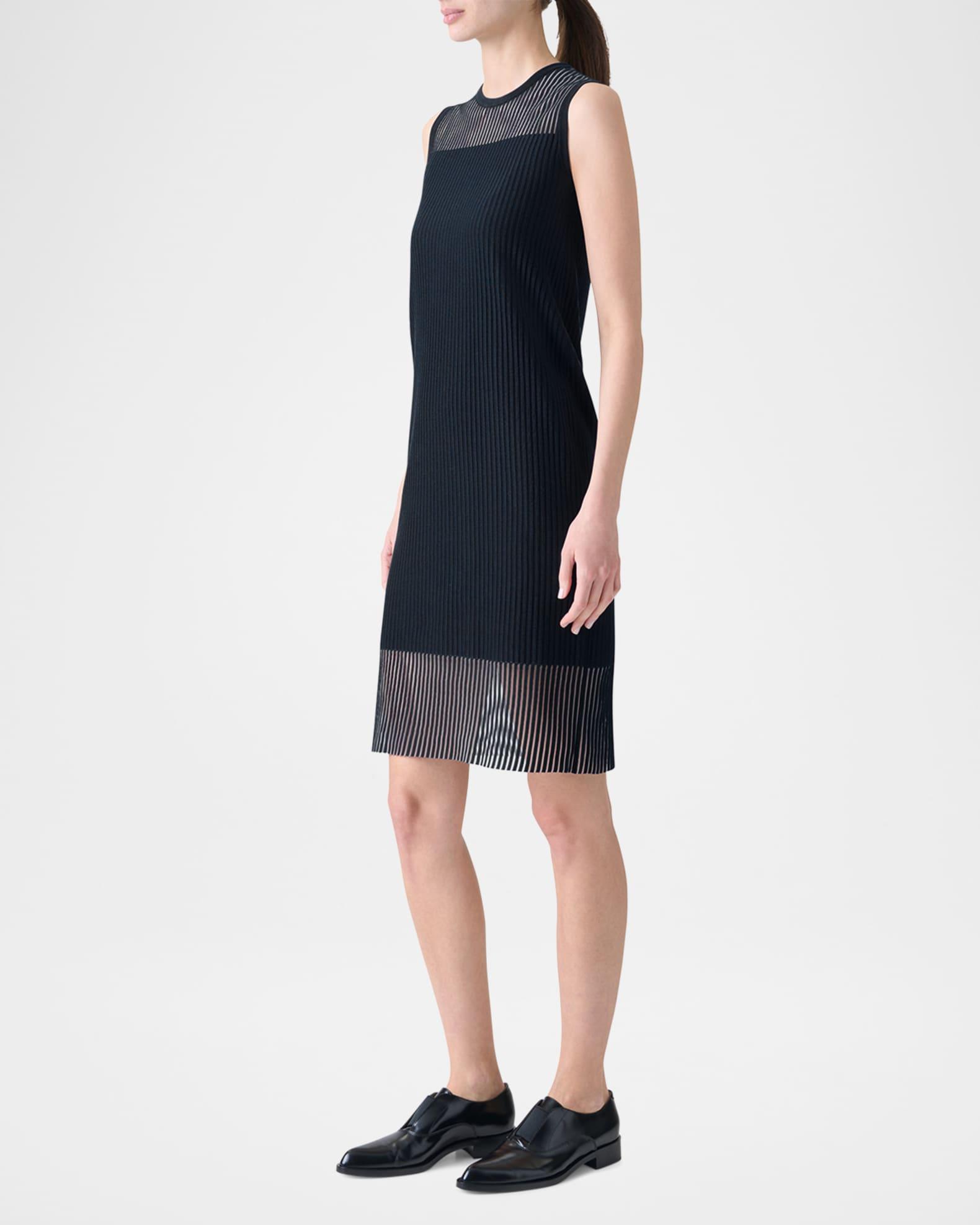 Sheer Striped Knit Sleeveless Dress Product Image