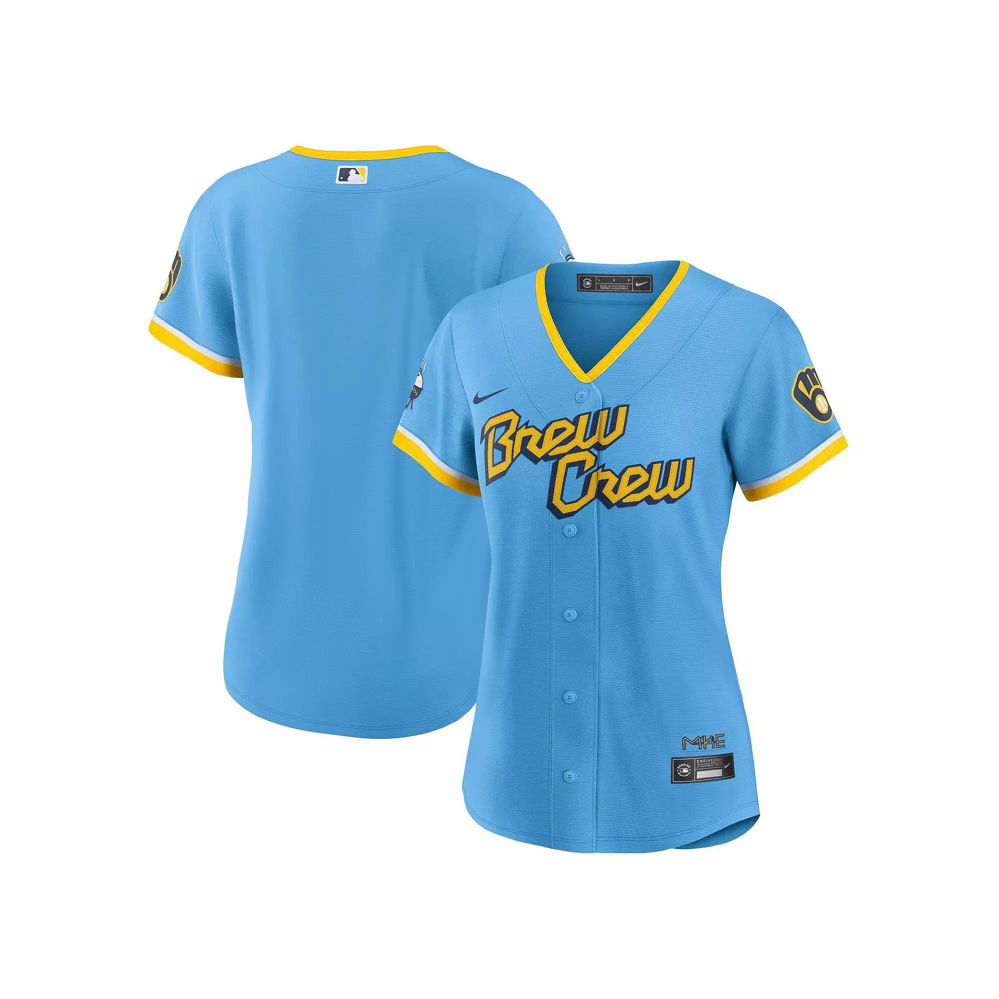 Women's Nike Powder Blue Milwaukee Brewers 2022 City Connect Replica Team Jersey, Size: Medium, Light Product Image