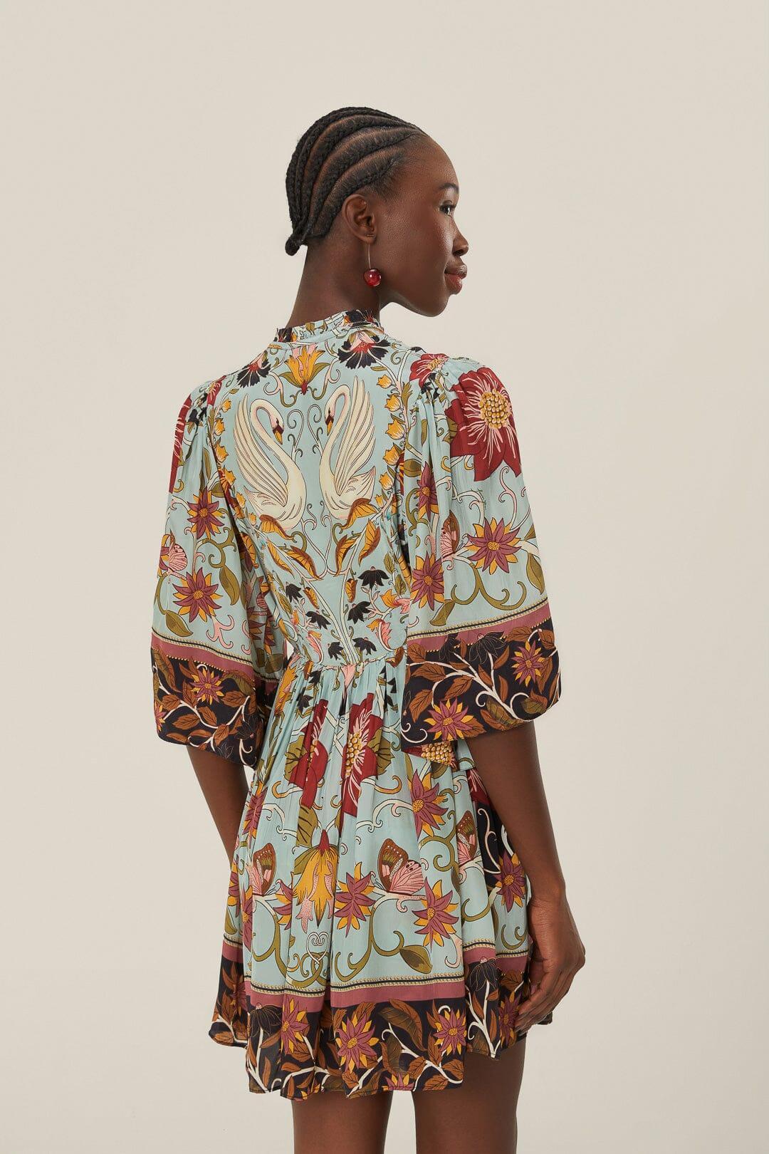 Blue Flowing Beauty Short Sleeve Mini Dress Product Image