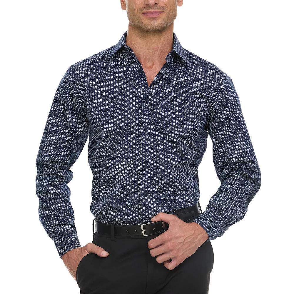 Men's Ben Sherman Slim-Fit Dress Shirt, Size: XL-34/35, Navy White Print Product Image