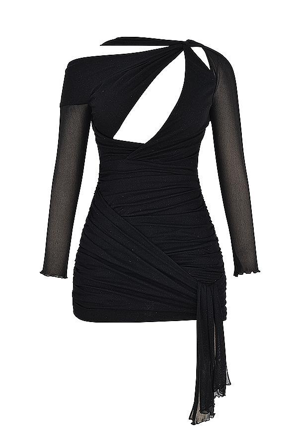 Santa Black Glitter Cutout Mini Dress Product Image