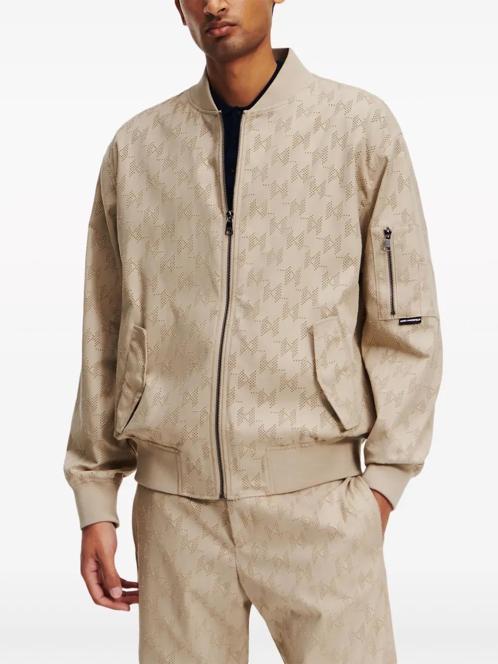 perforated-monogram bomber jacket Product Image