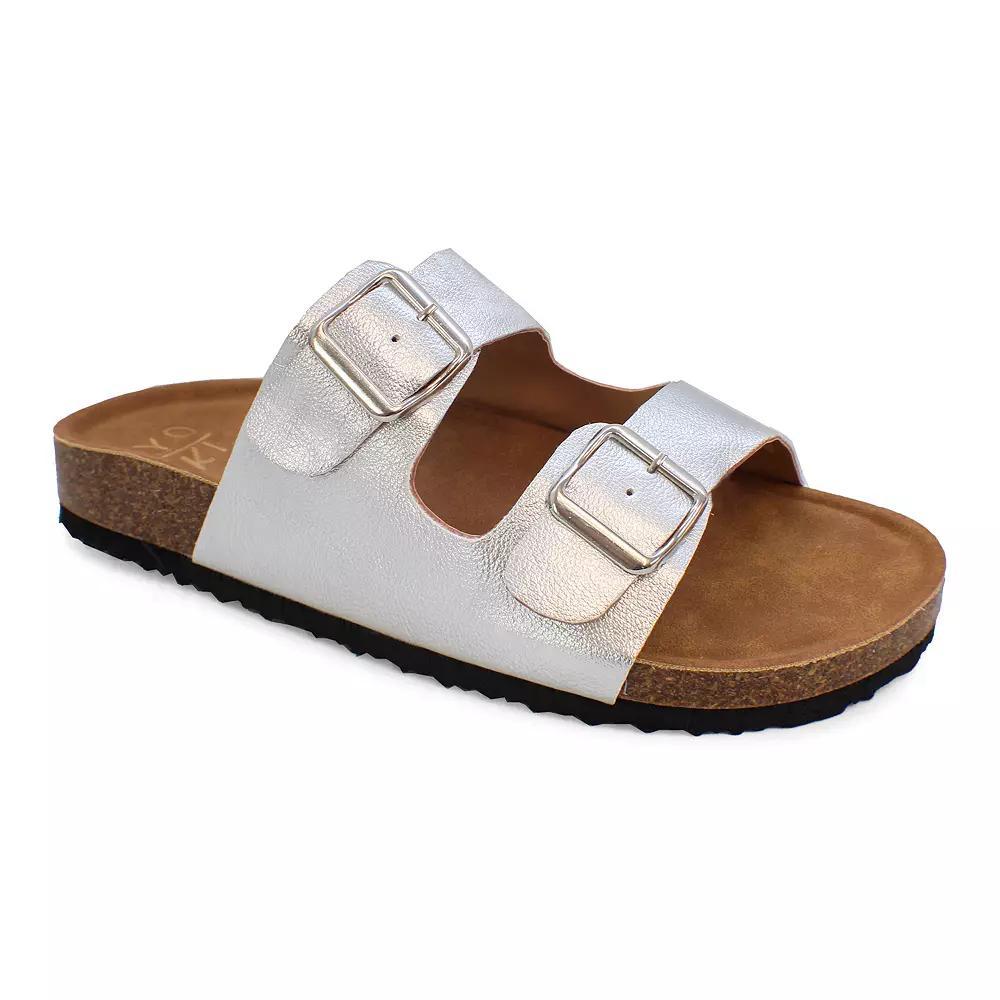 Yoki Gian 91 Women's Double Buckle Slide Sandals, Size: 6.5, Silver Product Image