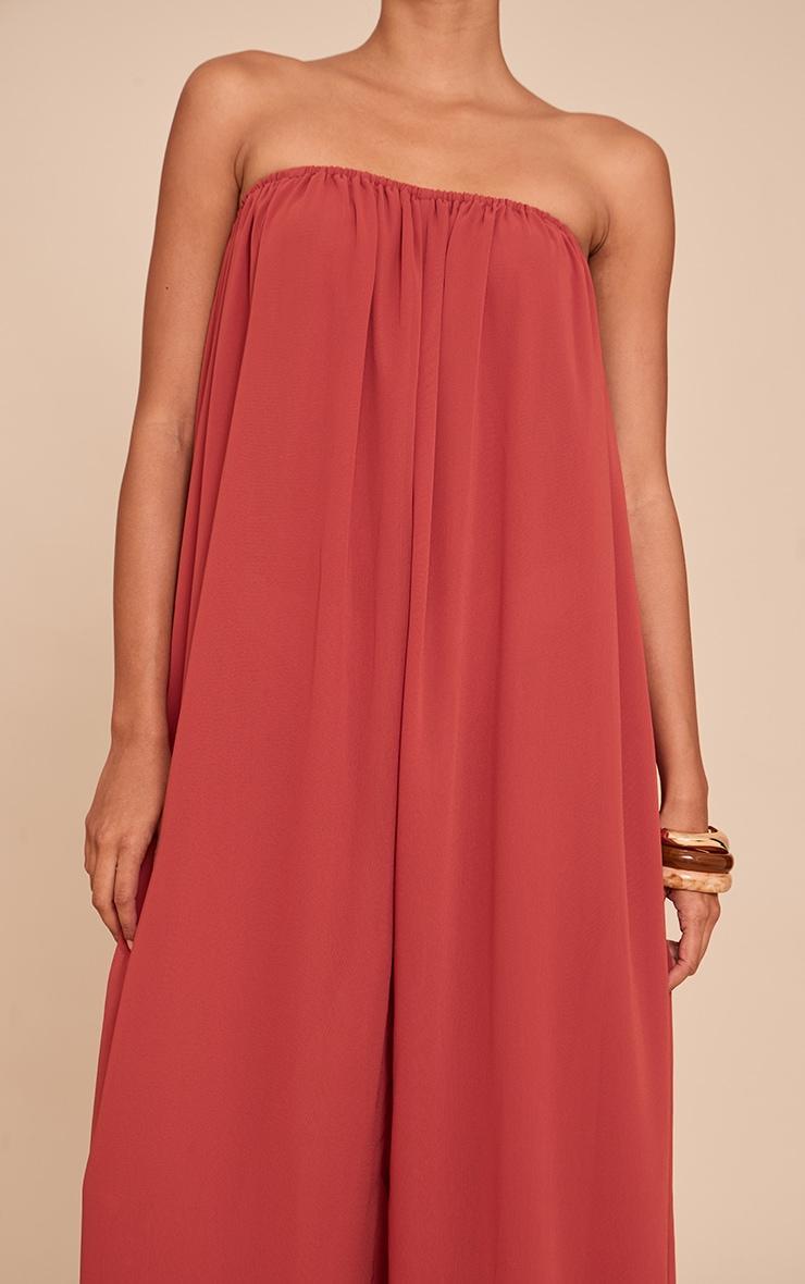 Rust Chiffon Bandeau Puffball Jumpsuit Product Image
