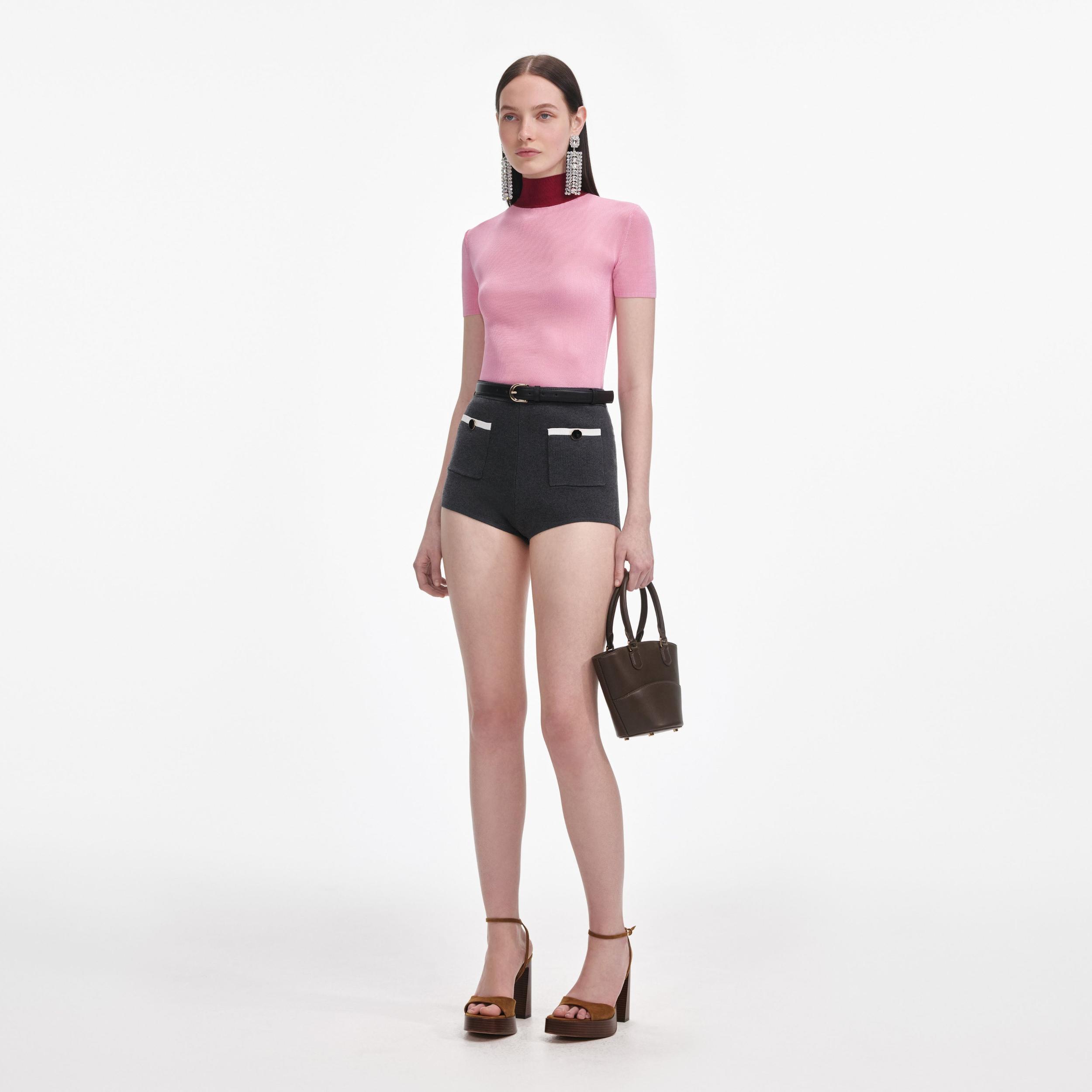 Grey Knit Shorts Product Image