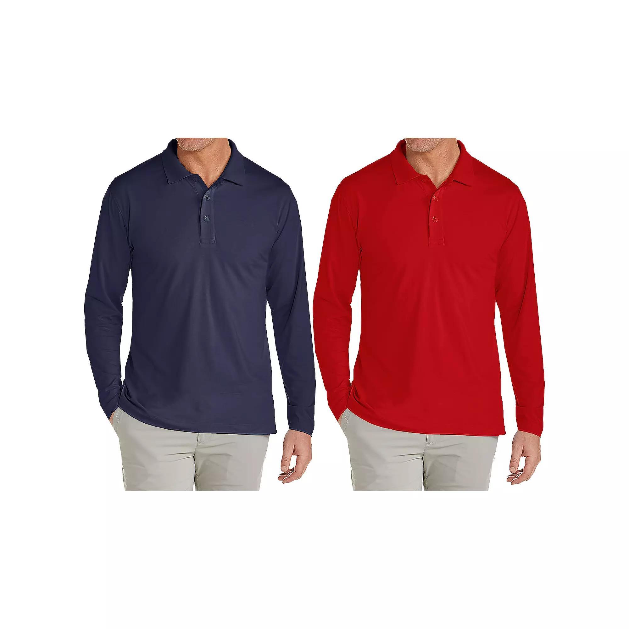 Men's JumpStart 2-Pack Modern Fit Long Sleeve Polo Shirt, Size: Large, Blue Red Product Image