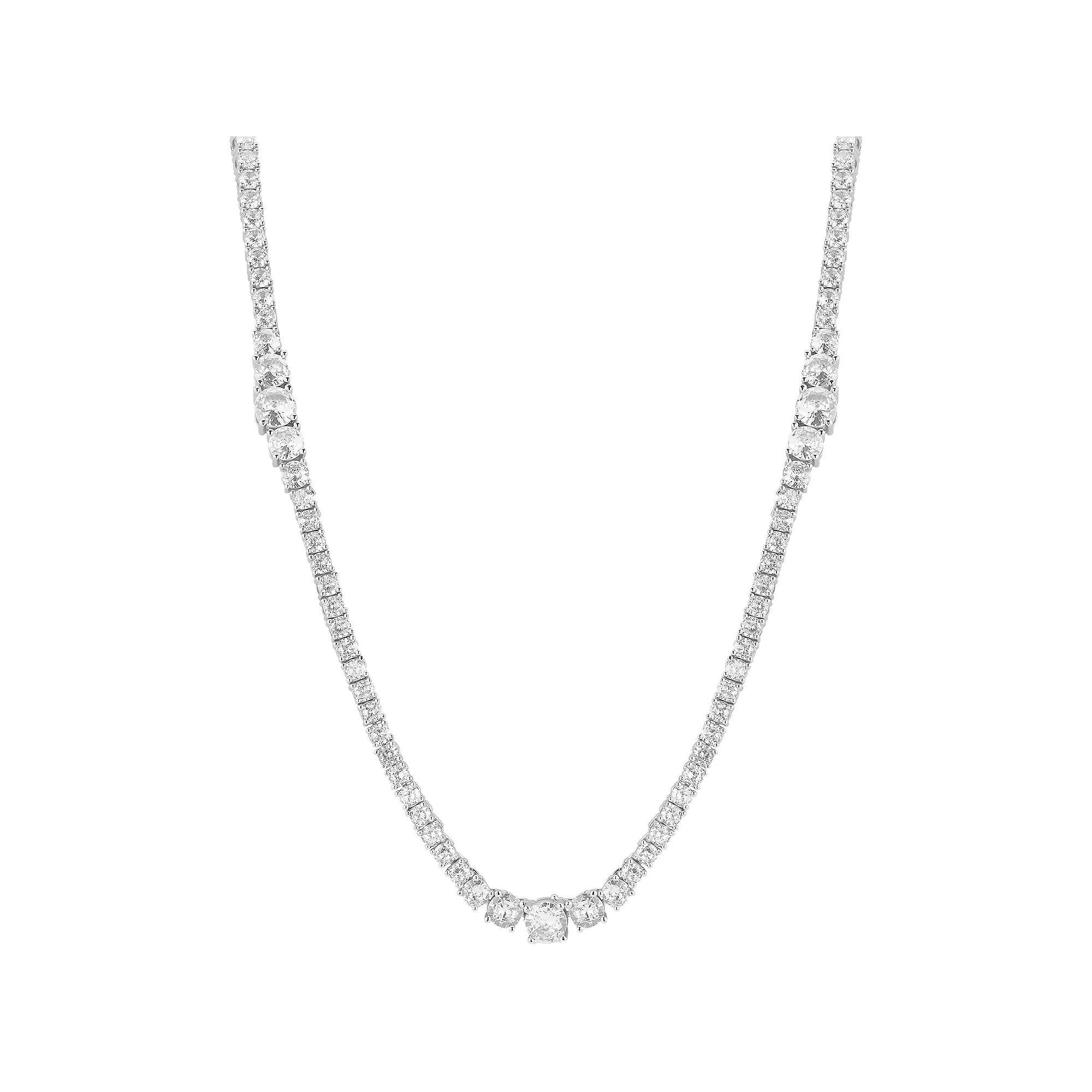 WINX 18k Gold Plated Cubic Zirconia Tri Tennis Necklace, Women's, Size: 18", Silver Tone Product Image