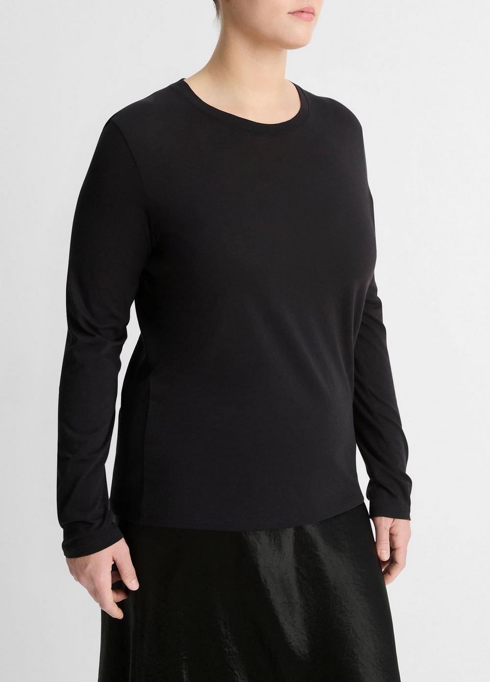 Womens Essential Long Sleeve Crew Neck T-Shirt, Heather Grey, Size XL Vince Product Image
