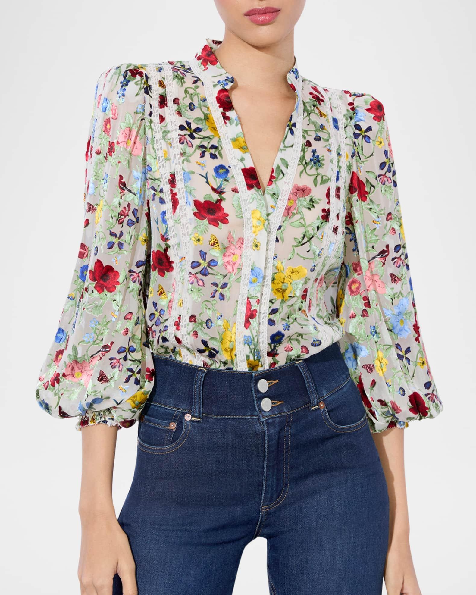 Arlette Floral Blouson-Sleeve Blouse  Product Image