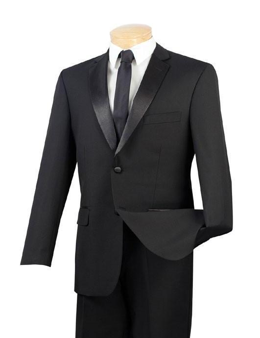 Regular Fit Satin Lapel 2 Piece Tuxedo in Black Product Image