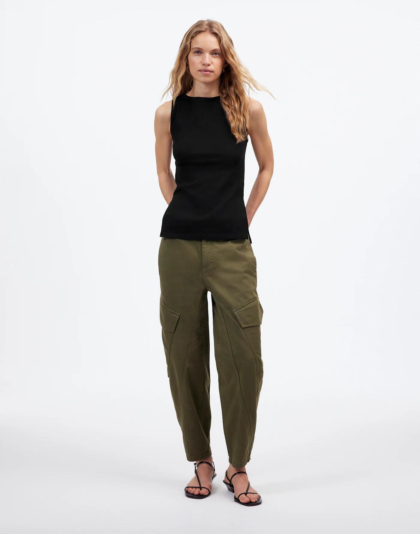 Sleeveless Boatneck Side Slit Tee Product Image