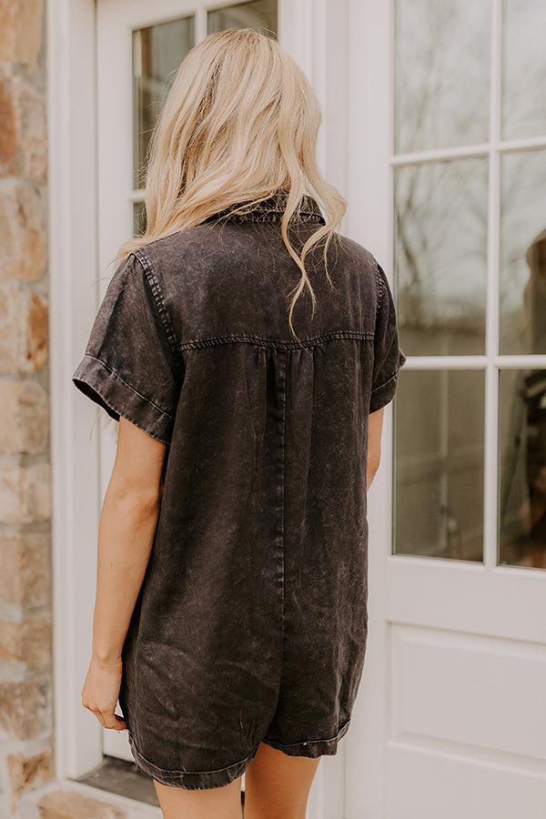 Park Days Ahead Chambray Romper in Vintage Black Product Image