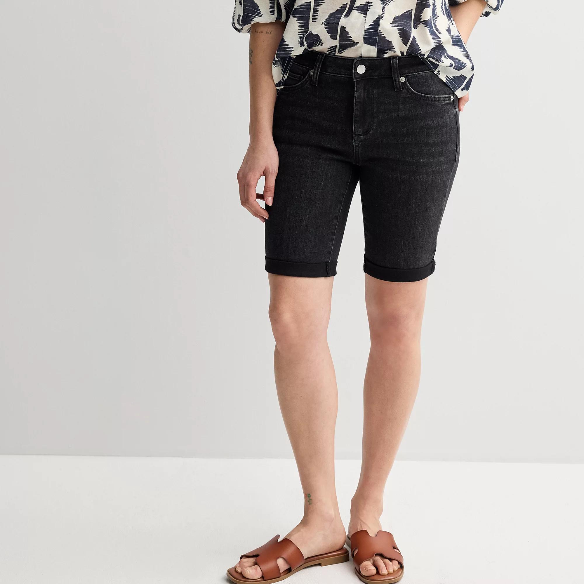 Women's Sonoma Goods For Life® Roll Cuff Bermuda Shorts, Size: 10, Black Wash Product Image