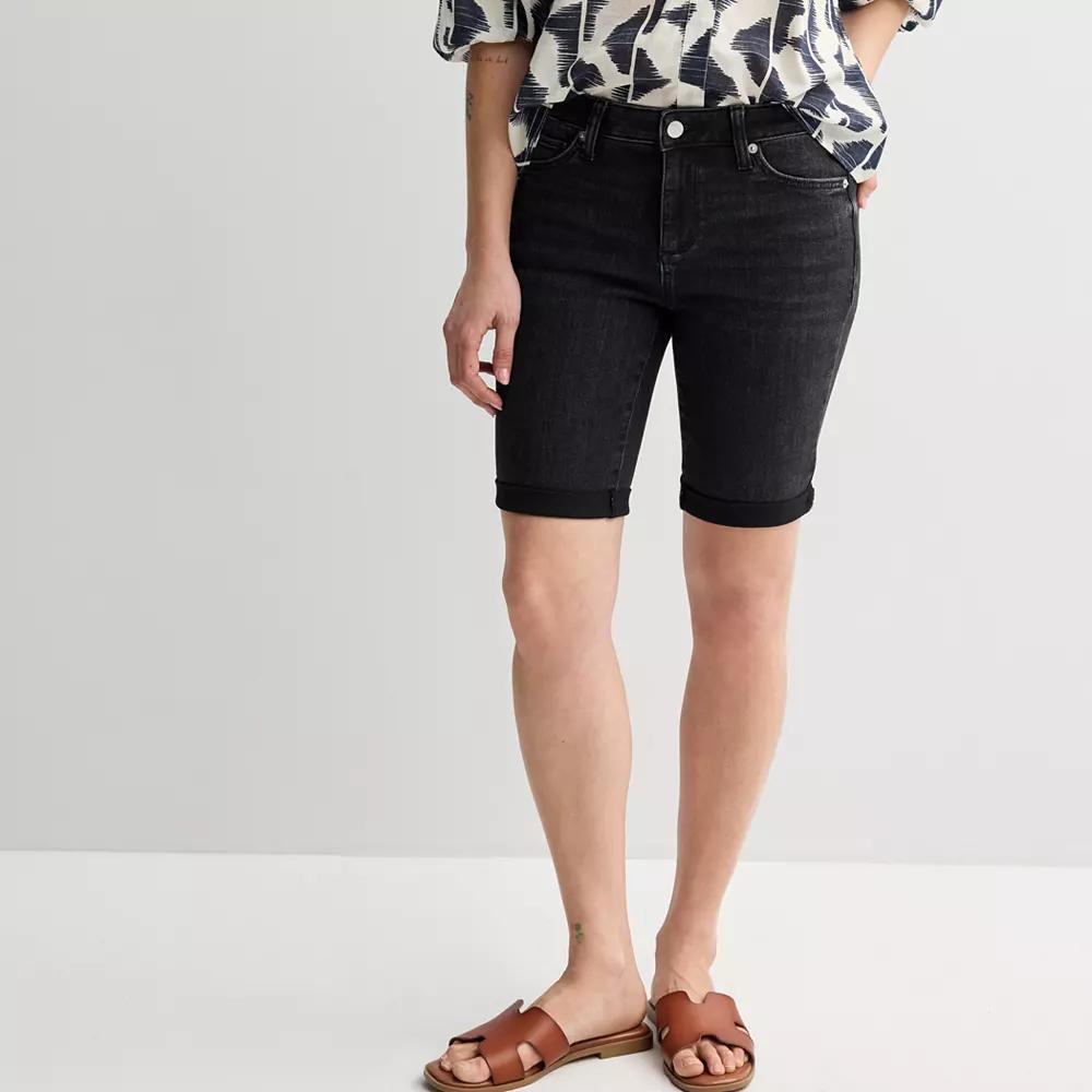 Women's Sonoma Goods For Life® Roll Cuff Bermuda Shorts, Size: 10, Black Wash Product Image