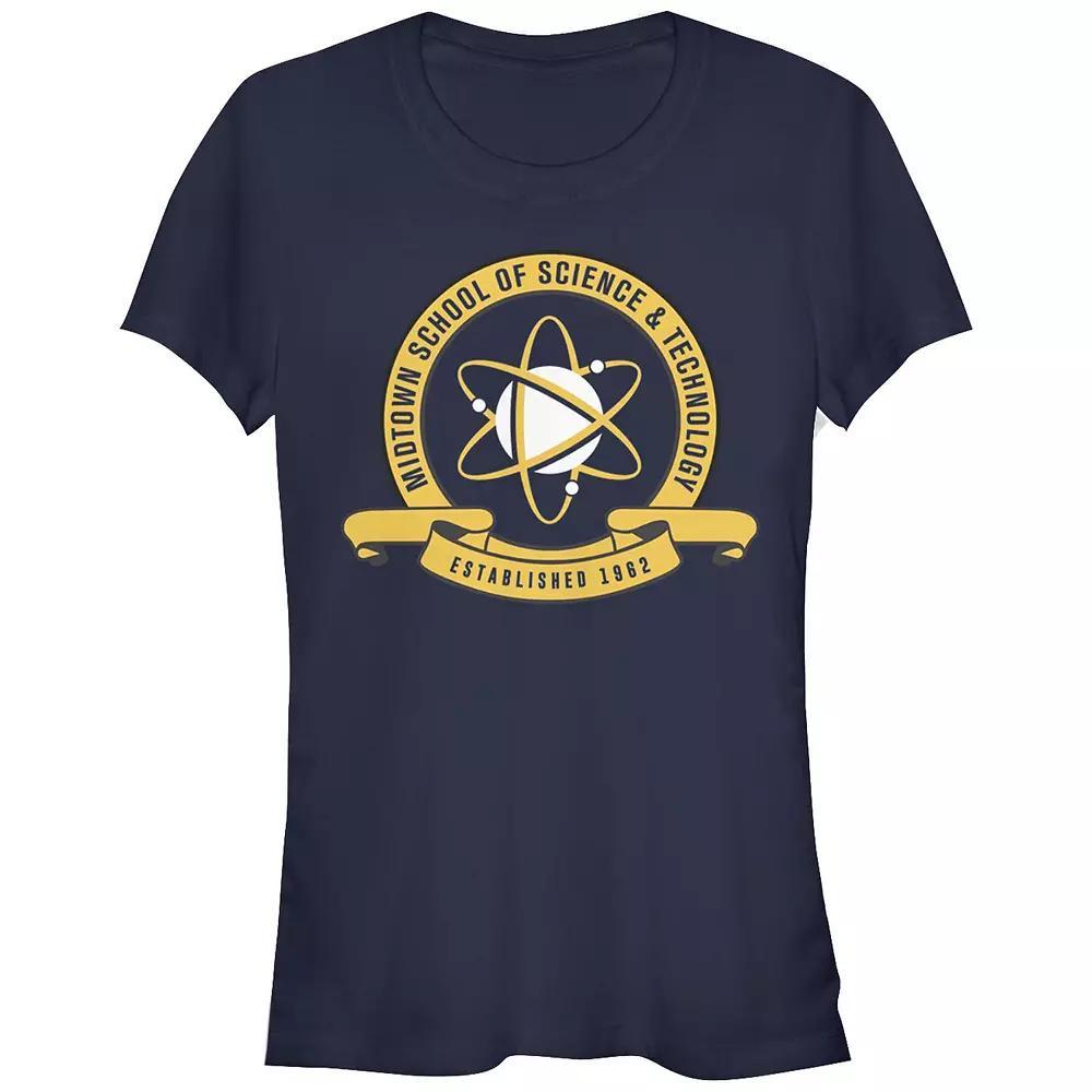 Juniors' Marvel Spider-Man Midtown School Of Science & Technology Graphic Tee, Girl's, Size: Small, Blue Product Image