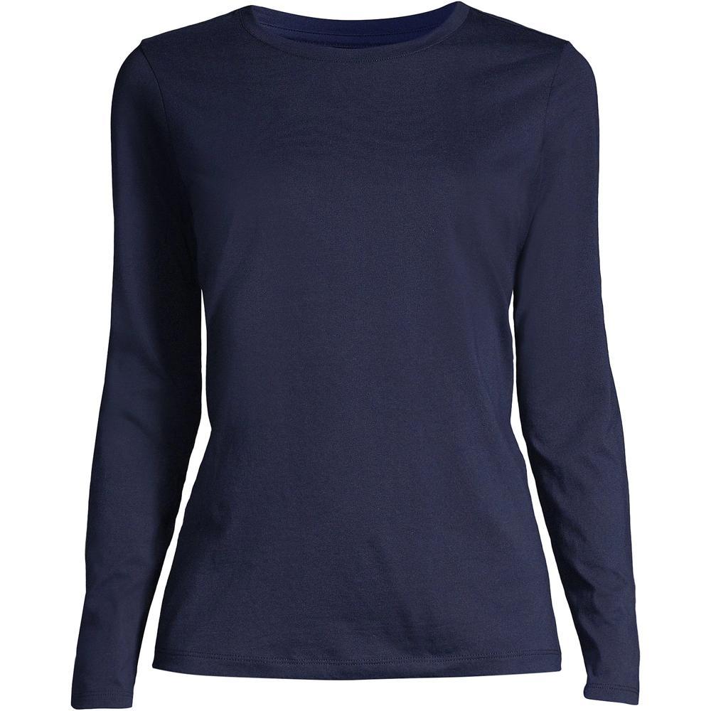 Petite Lands' End Relaxed-Fit Supima Long Sleeve Cotton Crewneck Tee, Women's, Size: XS Petite, Black Product Image