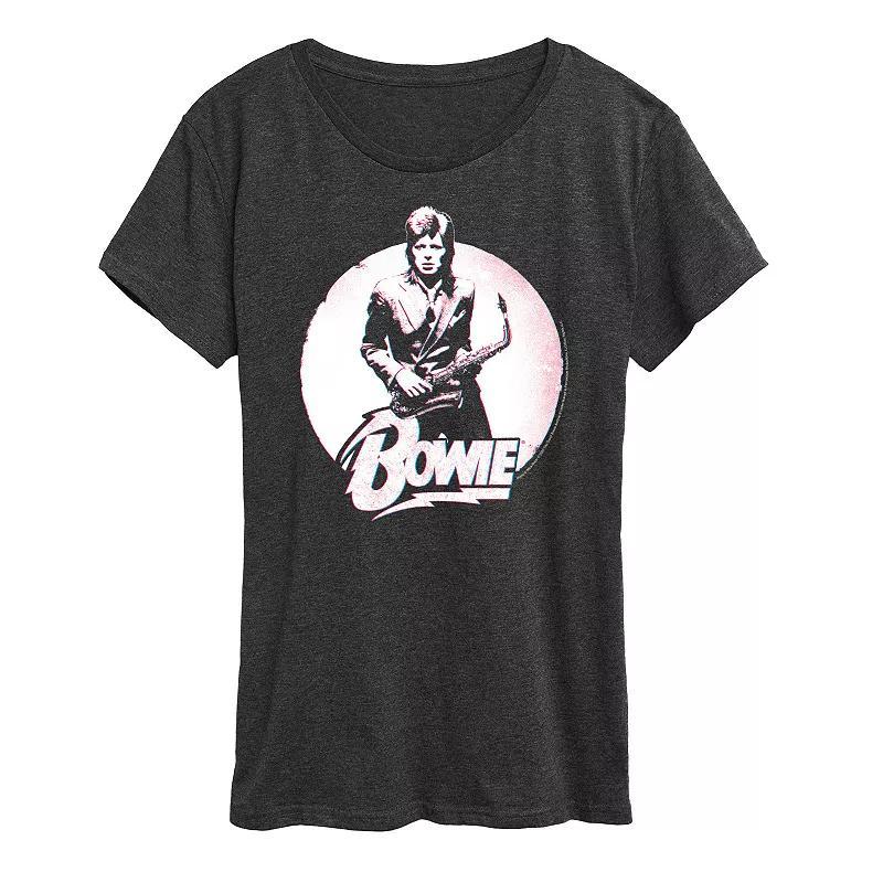 Womens Bowie Distressed Circle Graphic Tee Heather Grey Product Image