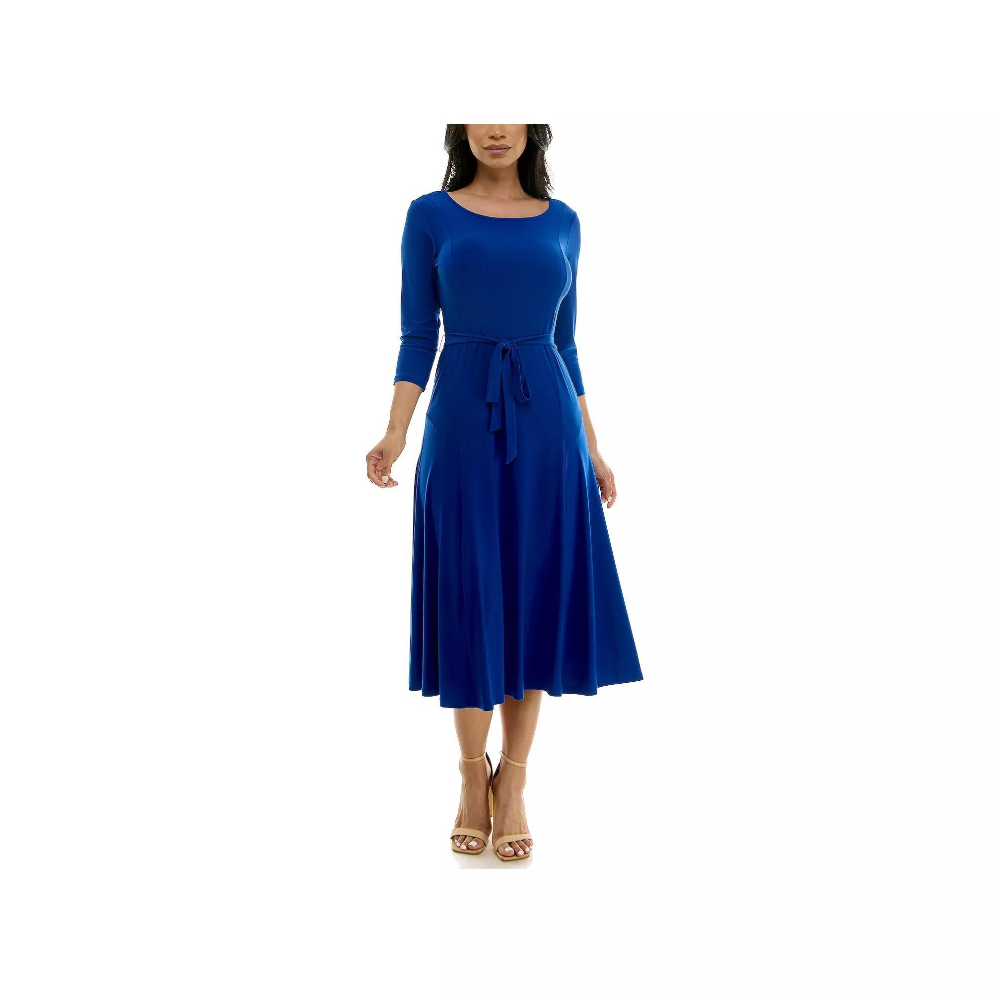 Women's Nina Leonard Sylvia Midi Dress with Sash, Size: XL, Dragon Fruit Product Image