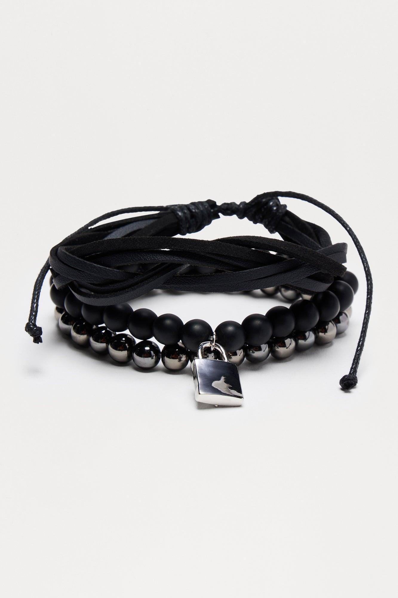 Brooklyn Beaded Bracelet Set - Black Product Image