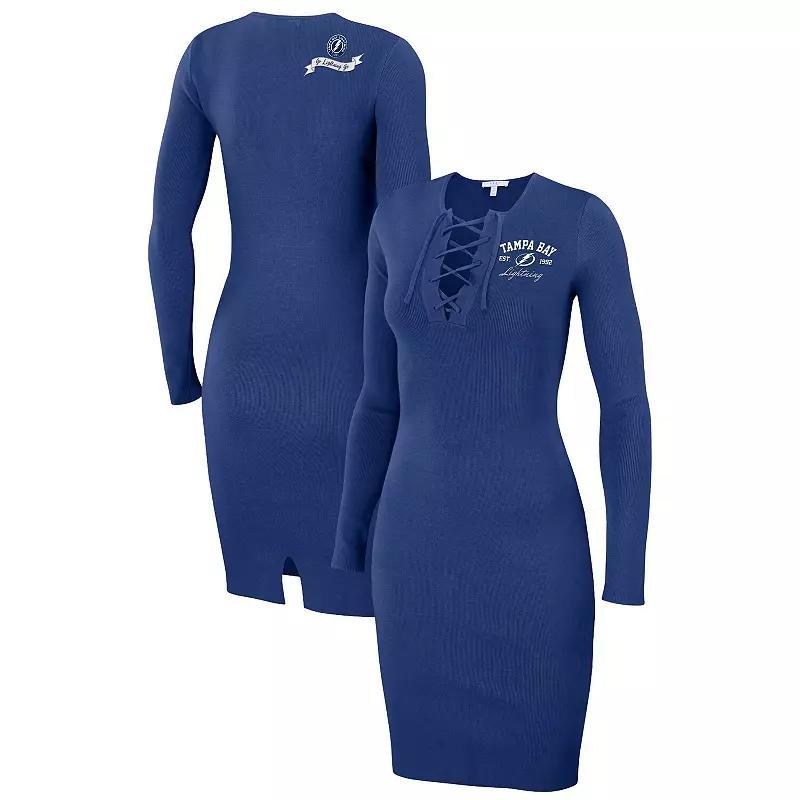 Women's WEAR by Erin Andrews  Blue Tampa Bay Lightning Lace-Up Dress, Size: XL, Lgh Blue Product Image