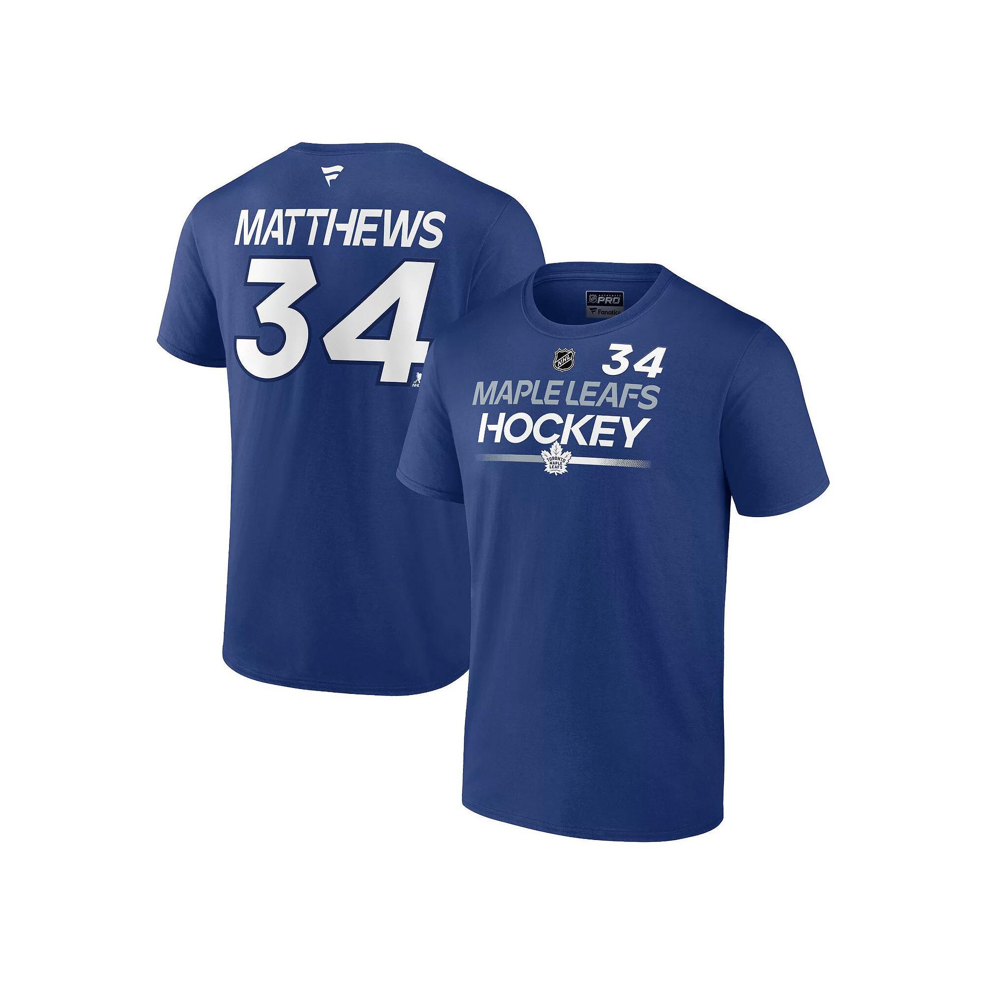 Men's Fanatics Branded Auston Matthews Blue Toronto Maple Leafs Authentic Pro Prime Name & Number T-Shirt, Size: 5XL, Mpl Blue Product Image