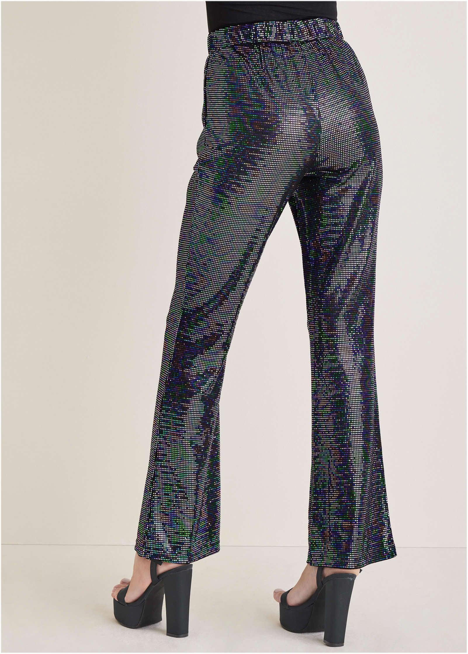 Sequin Flare Leg Pants - Colorful Sequins Product Image