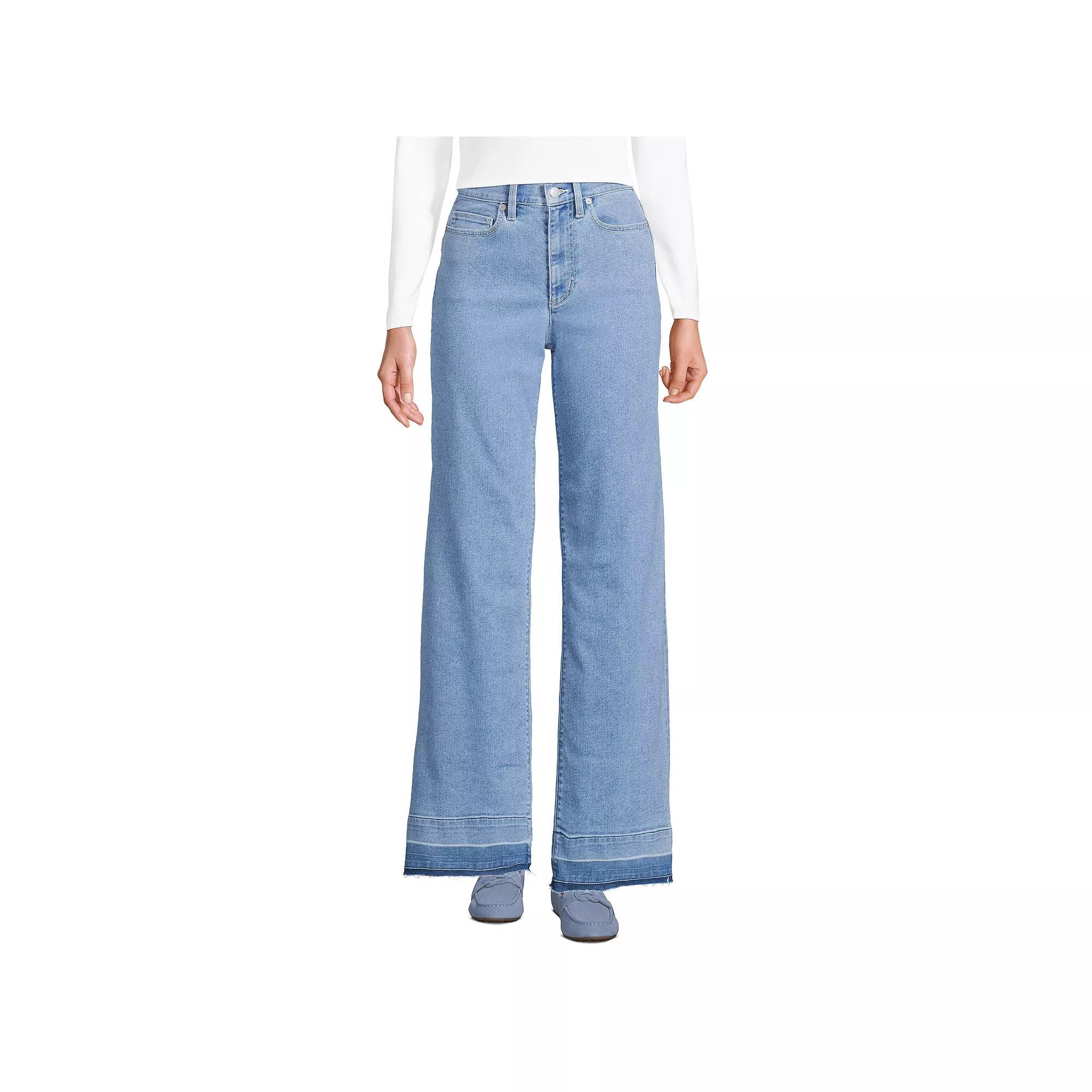 Women's Lands' End Tall High-Rise Wide Leg Jeans, Size: 12 34 Tall, Hutton Blue Wash Product Image