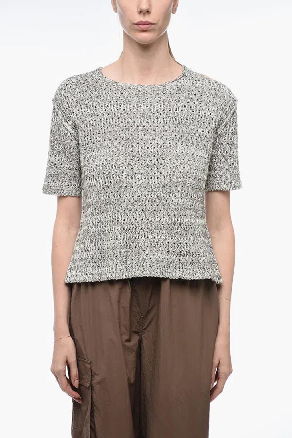 JIL SANDER Knitted T-shirt With Reverse Stitchings In Grey Product Image