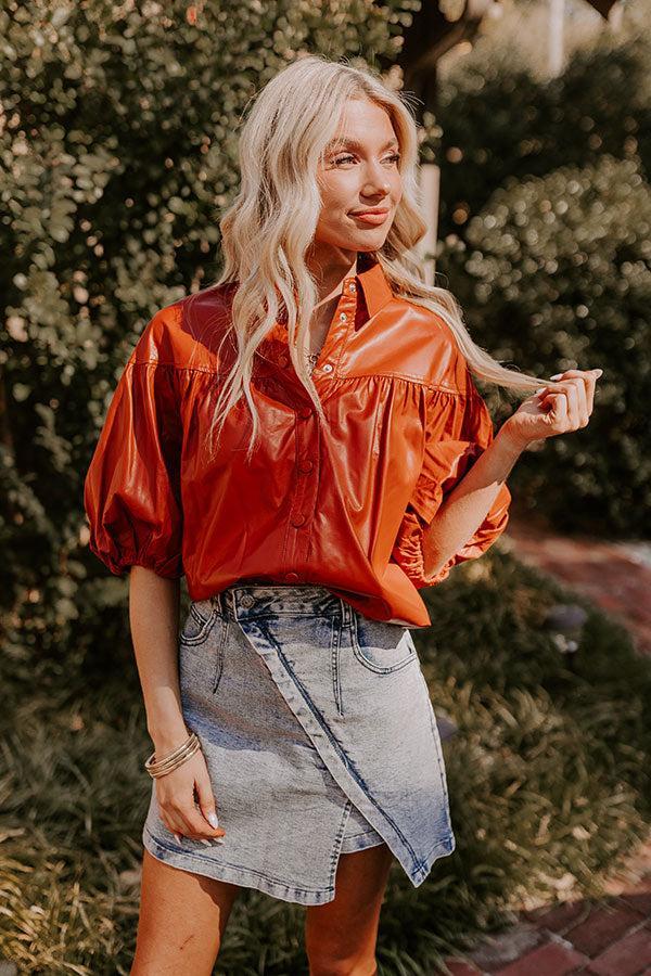 Fate Would Have It Faux Leather Top in Rust Product Image
