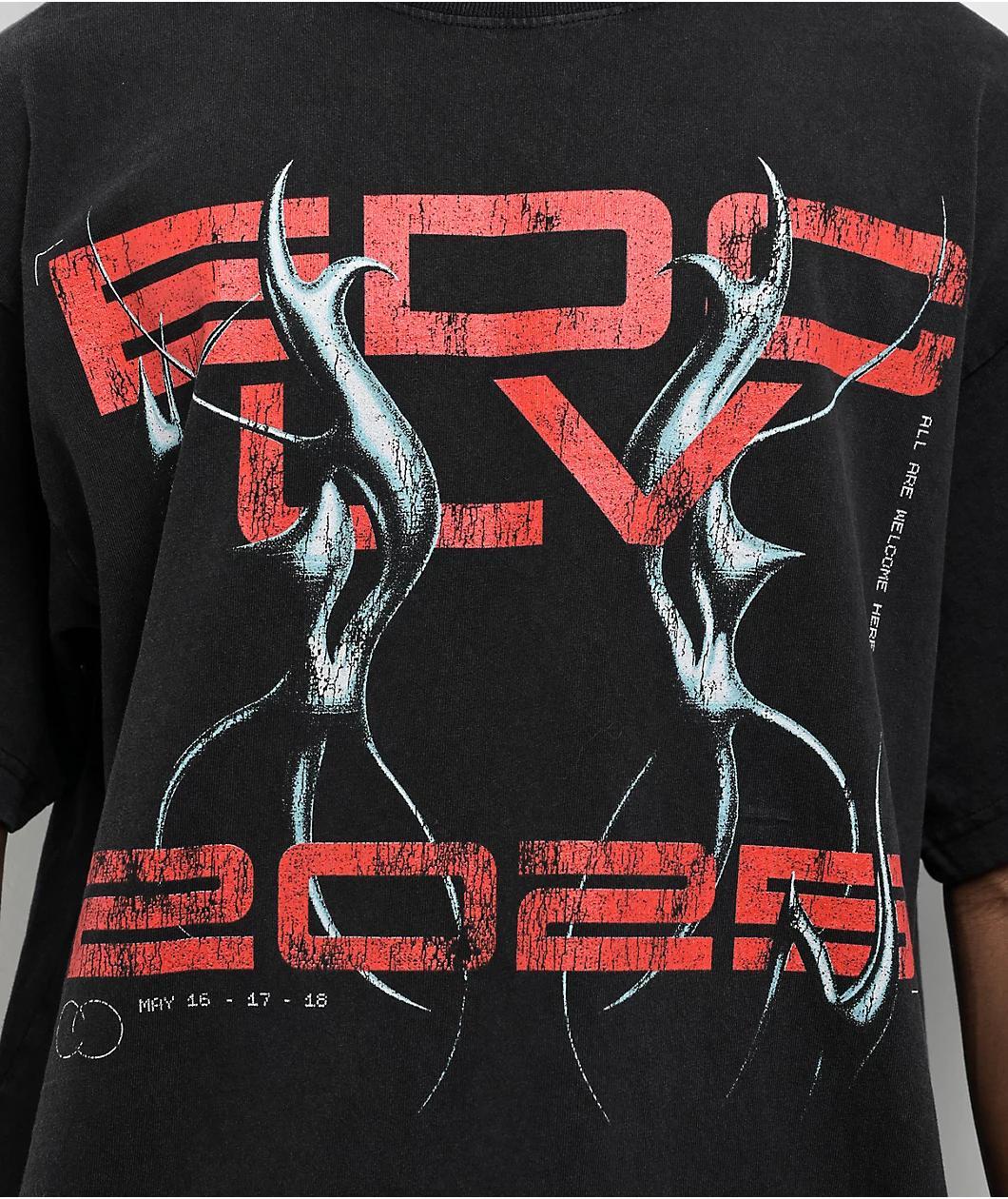 Insomniac EDC LV Electric Reunion Washed Black T-Shirt Product Image
