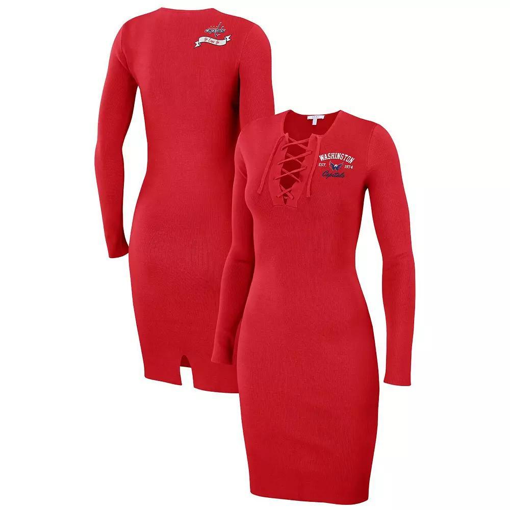 Women's WEAR by Erin Andrews  Blue Tampa Bay Lightning Lace-Up Dress, Size: XL, Lgh Blue Product Image
