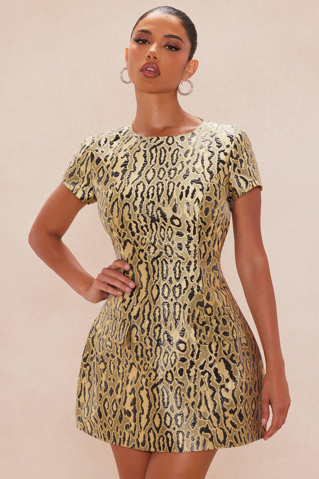 Lani Leopard Jacquard Mini Dress - Yellow/combo Product Image