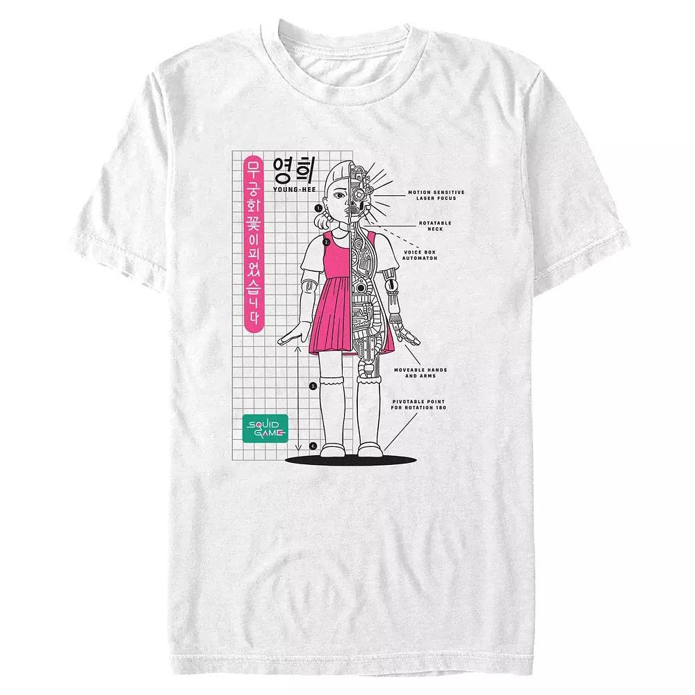 Men's Squid Game The Doll Diagram Graphic Tee, Size: Medium, White Product Image