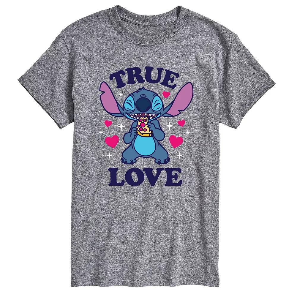 Disneys Lilo & Stitch Big & Tall True Love Pizza Graphic Tee, Mens Grey Gray Product Image