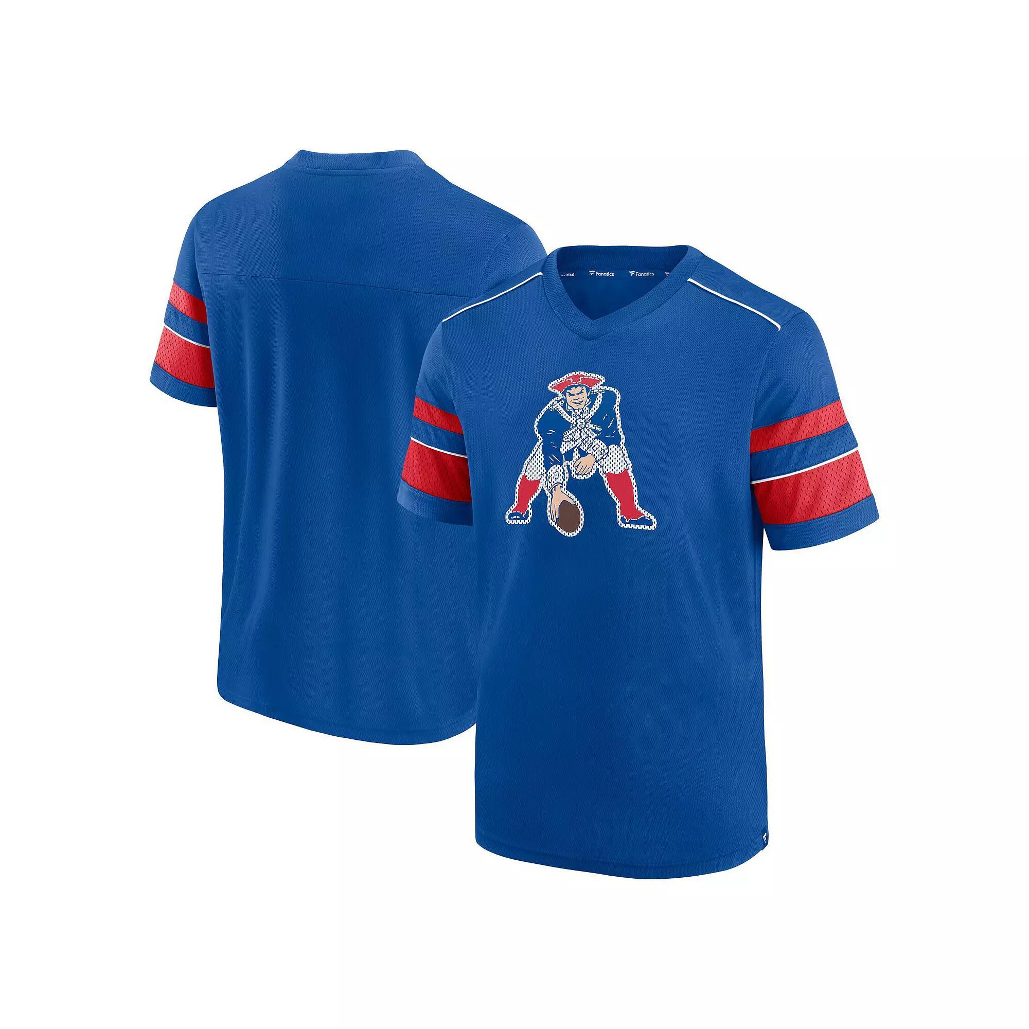 Men's Fanatics Branded Navy Chicago Bears Textured Throwback Hashmark V-Neck T-Shirt, Size: Small, Blue Product Image