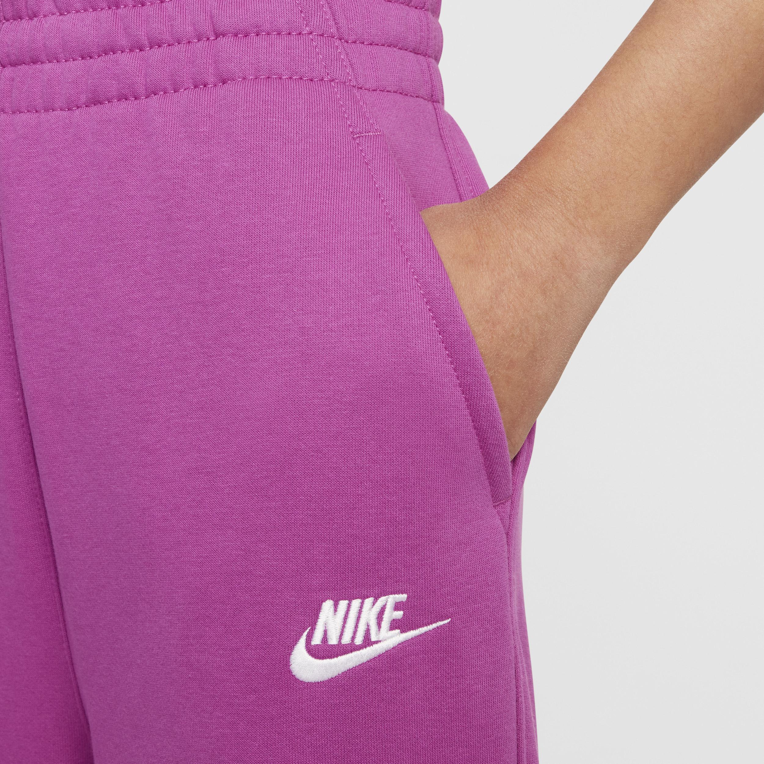 Nike Kids' Sportswear Club Fleece Wide Leg Sweatpants in Hot Fuchsia/White at Nordstrom Product Image