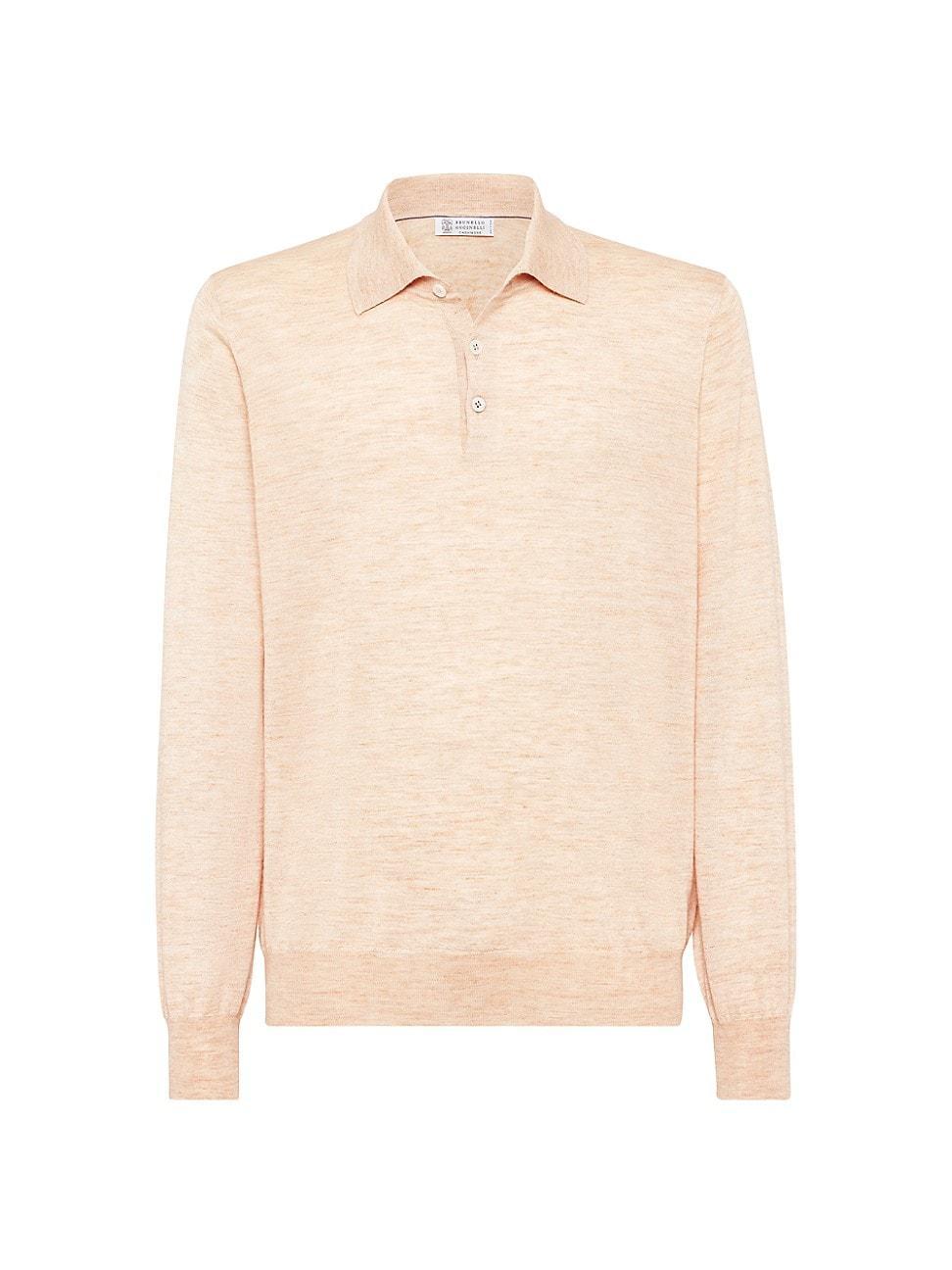 Mens Lightweight Cashmere, Silk And Linen Knit Polo Shirt Product Image
