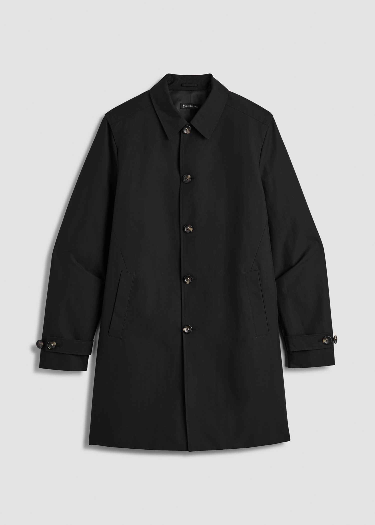 Minimalist Trench Coat for Tall Men in Black Product Image