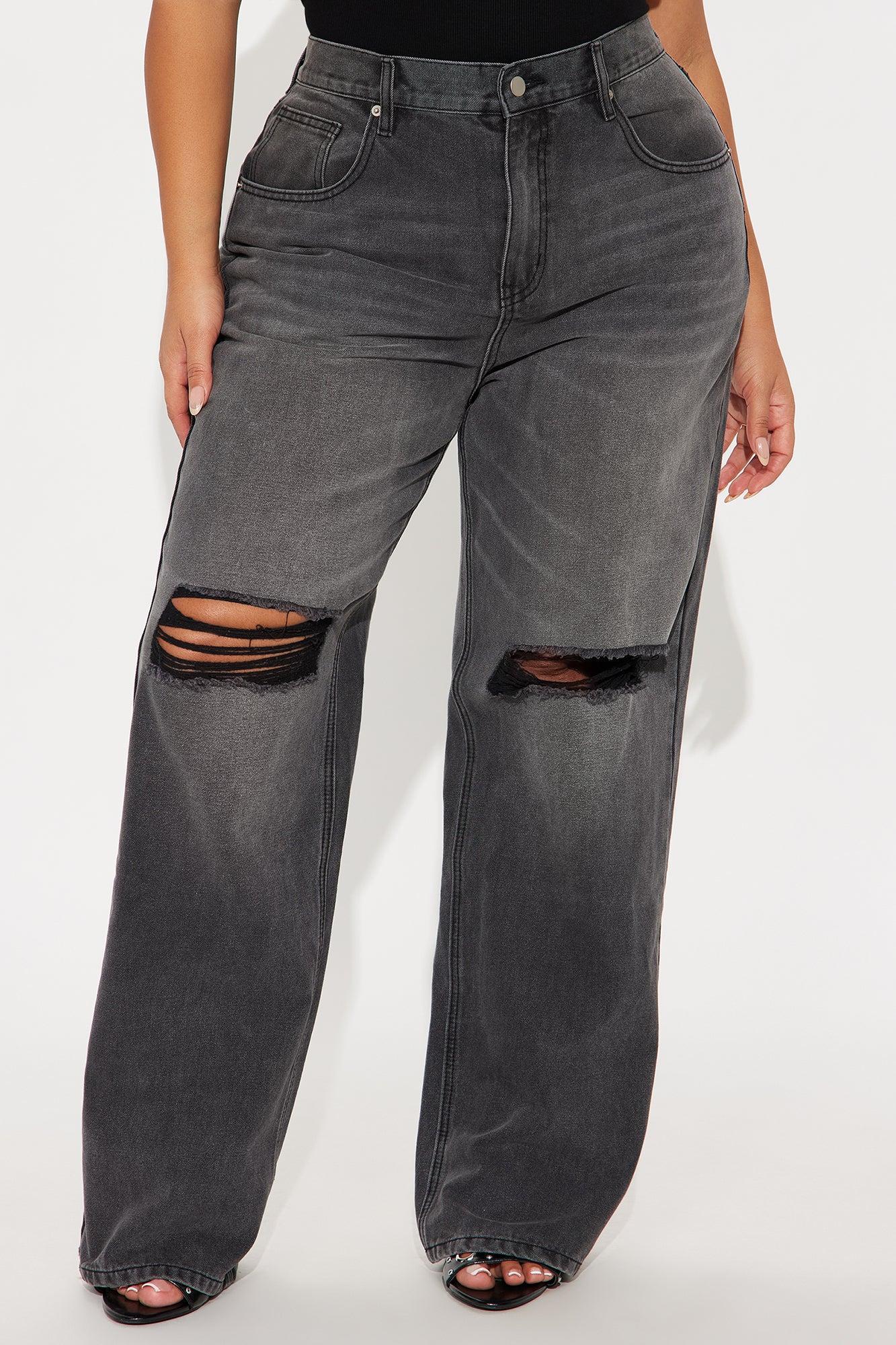 Close To You Ripped Straight Leg Jeans - Grey Female Product Image