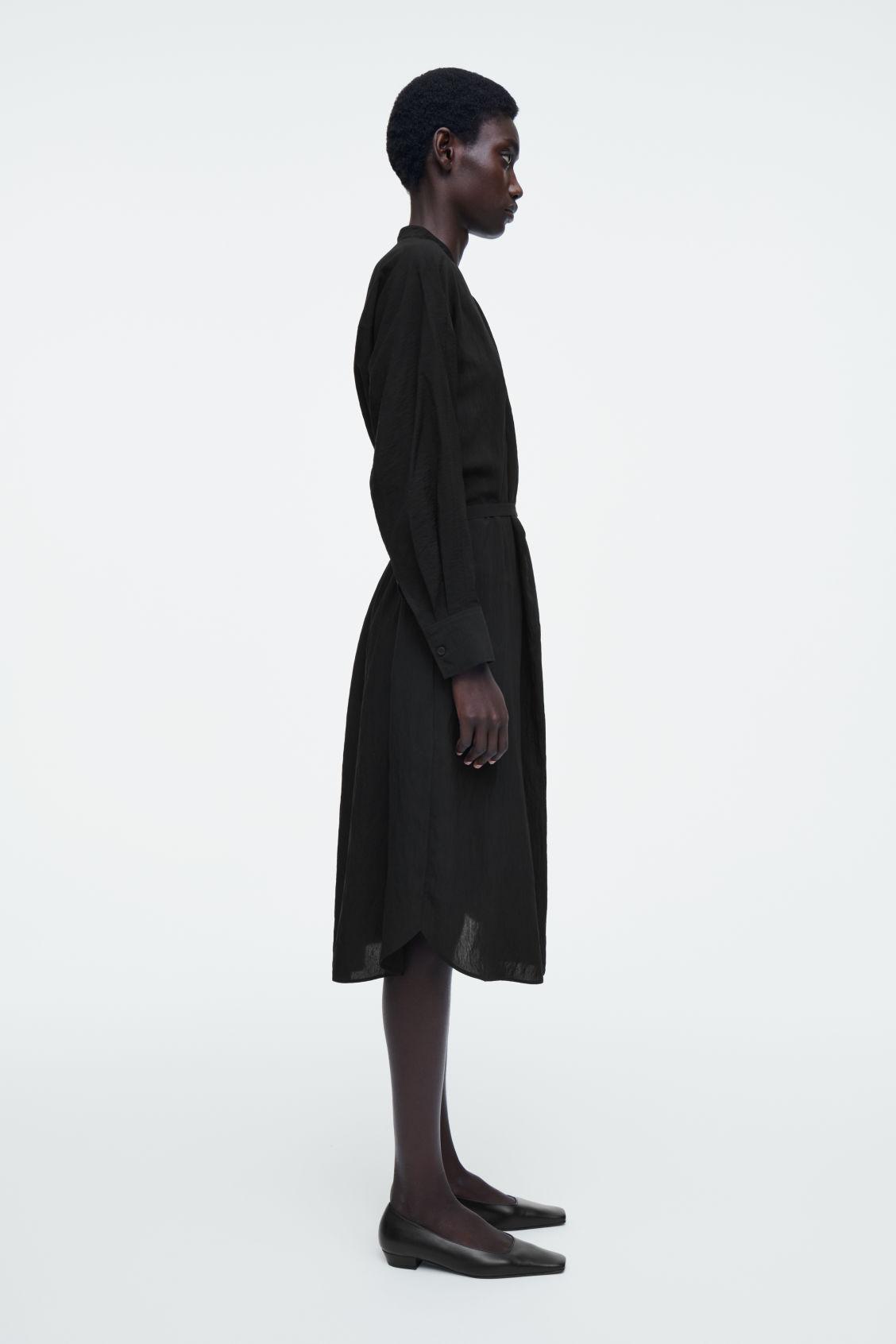 DRAPED BELTED MIDI DRESS Product Image