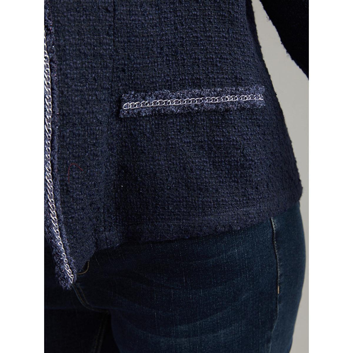 Plus Size Solid Open Front Patchwork Stitch Blazer Women Indigo Elegant Contrast Ladies Everyday Winter Coats BloomChic 10/M Product Image