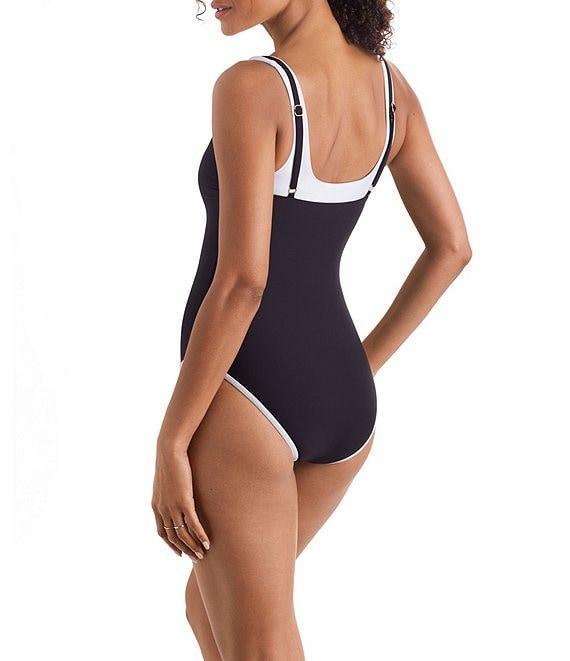 Mimi Flamingo Layered Solids Drift Scoop Neck One Piece Swimsuit Product Image